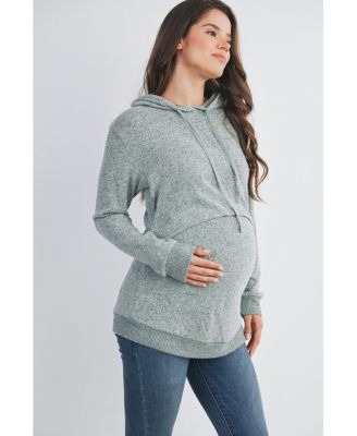 Maternity Double Layer Long Sleeve Nursing Hoodie