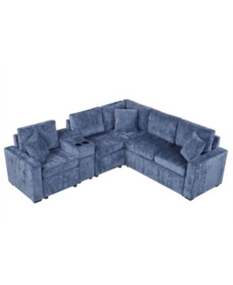 L-Shaped Convertible Sofa Bed with Storage