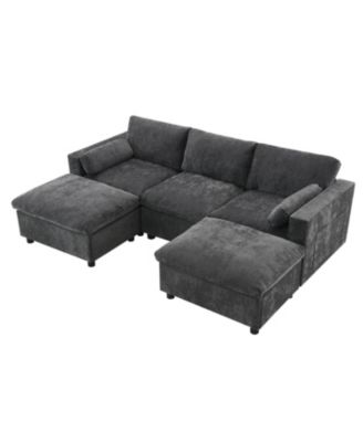 Chenille Modular Sectional Sofa with Ottoman