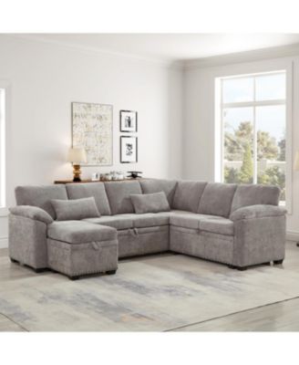 97" L-Shaped Sectional Sofa with Ottoman