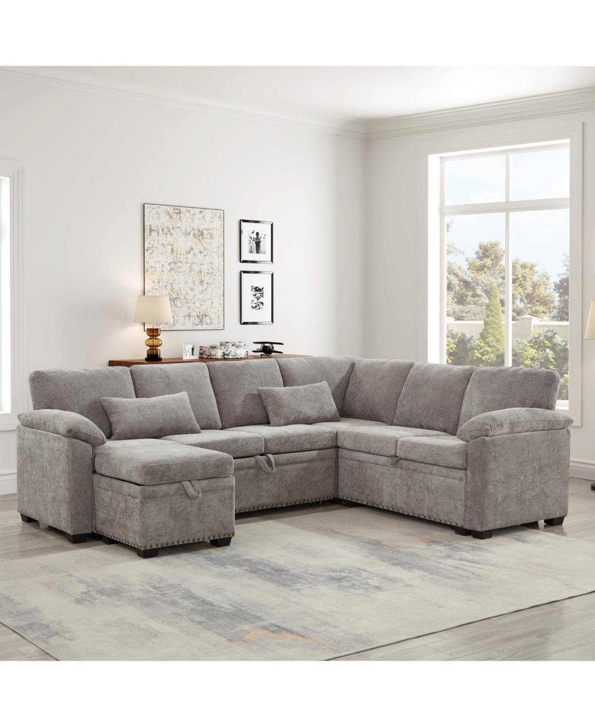 Streamdale Furniture 97" L-Shaped Sectional Sofa with Ottoman