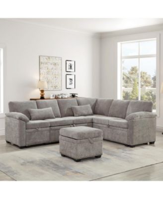 97" L-Shaped Sectional Sofa with Ottoman