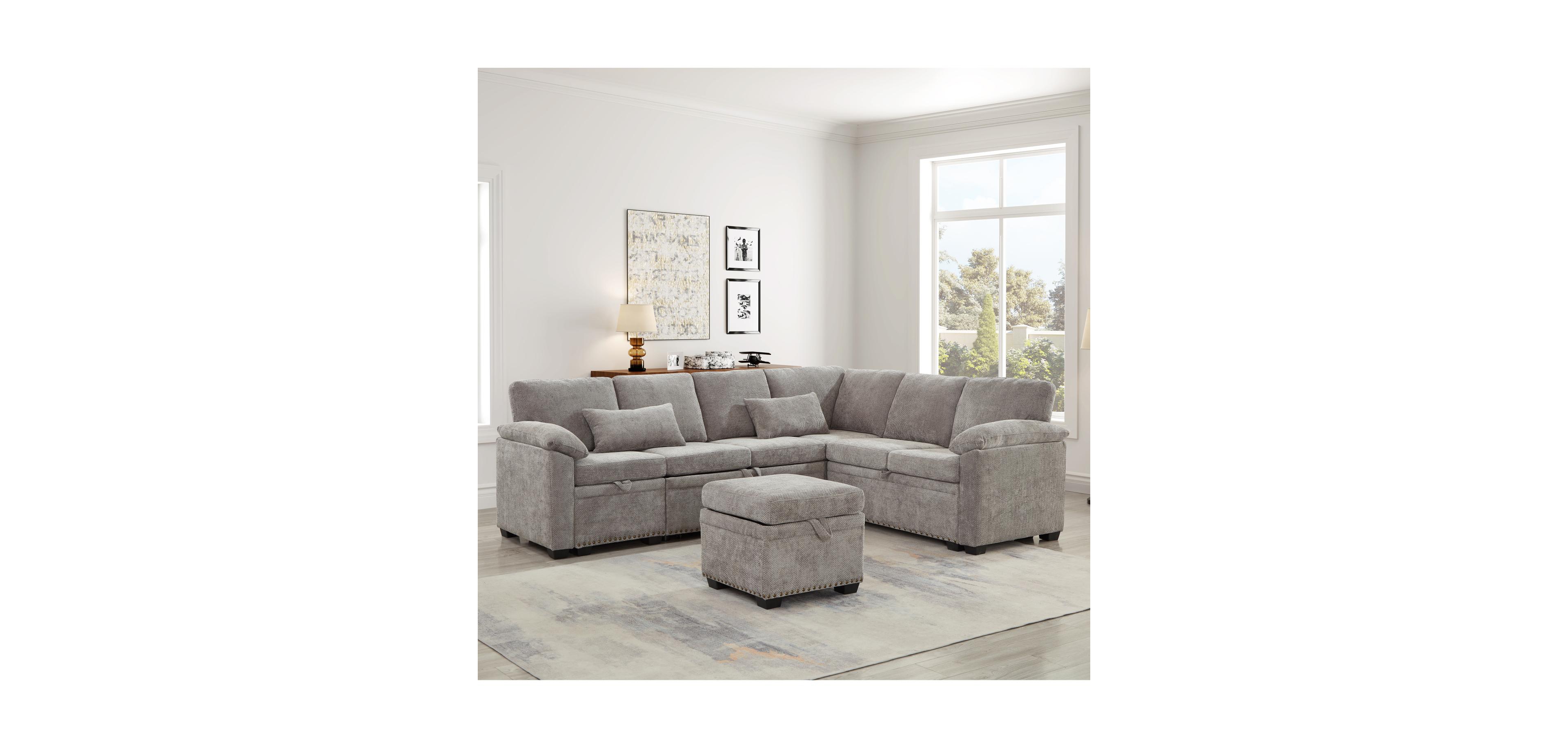 Streamdale Furniture 97" L-Shaped Sectional Sofa with Ottoman