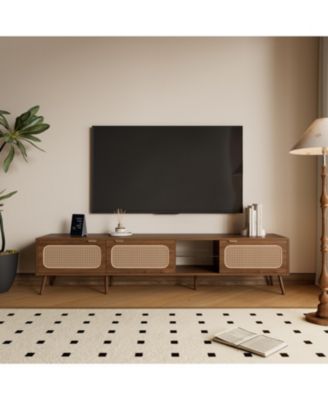  78" TV Stand for 75-85" TV, Console with Storage & Open Shelf