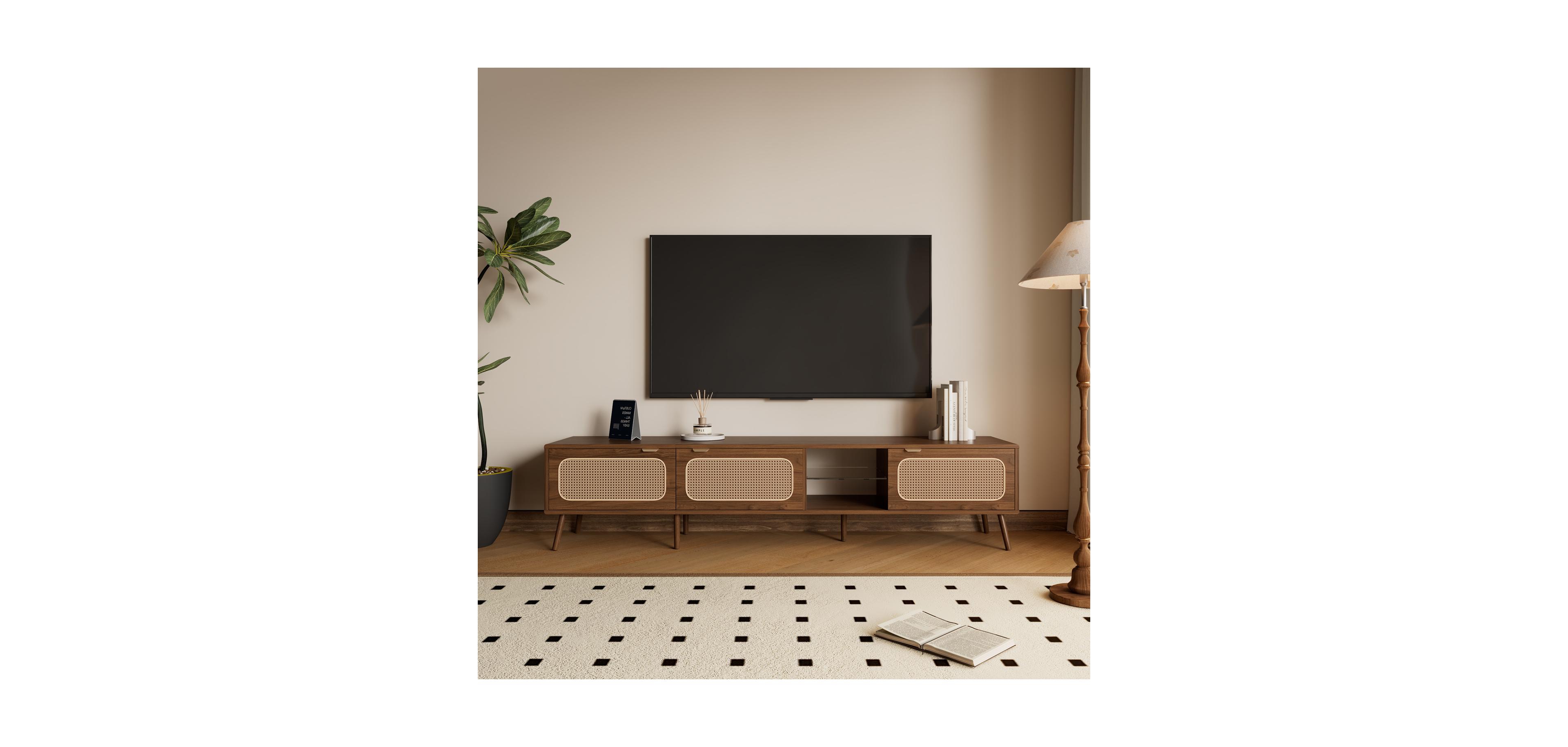 Streamdale Furniture 78" Tv Stand for 75-85" Tv, Console with Storage & Open Shelf