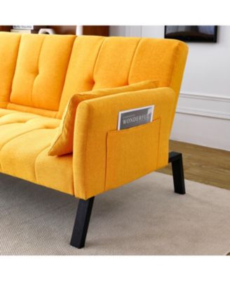 Streamdale 70" Cotton Linen Sofa Bed- Foldable, Cup Holder, Side Storage