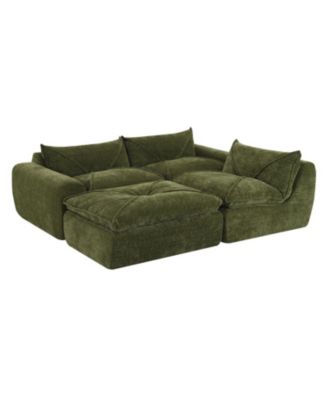 116" Fully Compressed Sofa, High Density Foam, No Assembly, Chenille