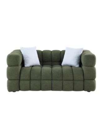 Olive Green Boucle 2-Seater Sofa