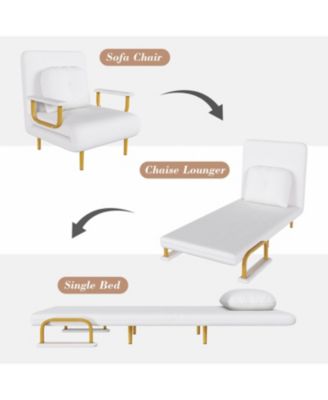 Folding Sofa Bed 3-in-1 Convertible Chair - Adjustable Backrest (White)