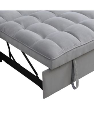 Velvet Loveseat Futon Sofa Bed with Reclining Backrest & Pillows