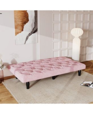 66" Pink Velvet Sofa Bed