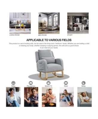 27.5" Modern Accent Rocker Armchair with Lumbar Pillow & Pockets