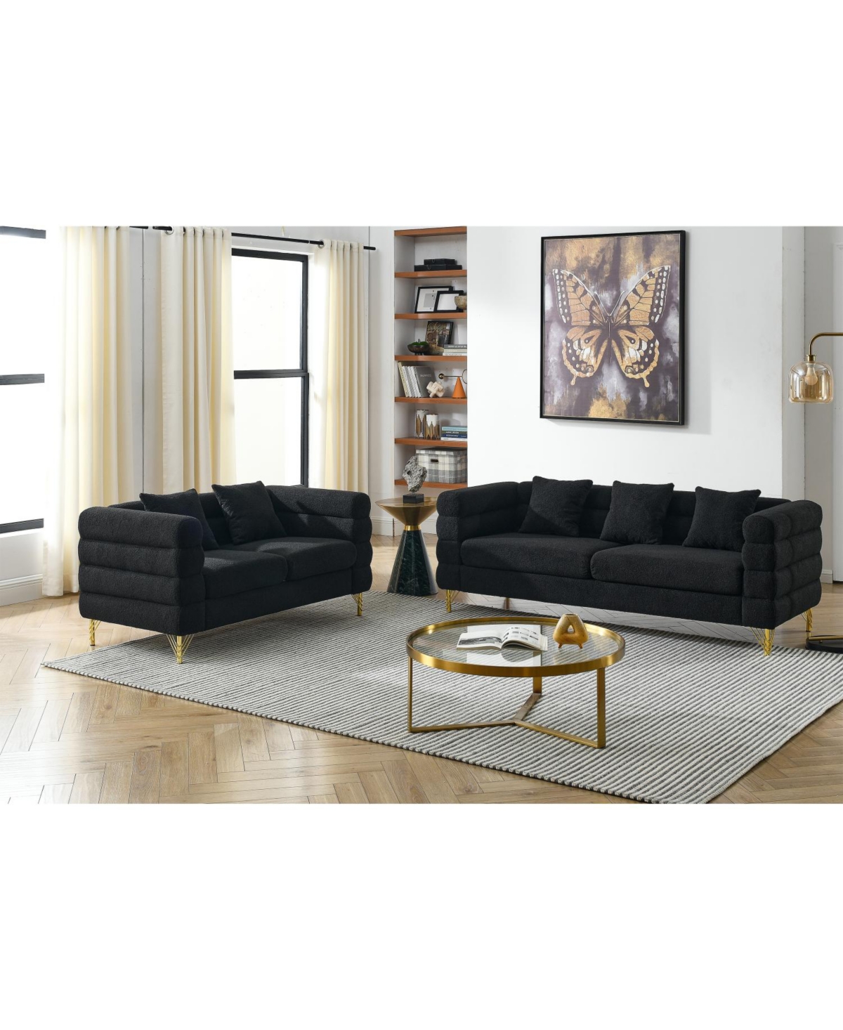 Streamdale Furniture3-seater + 2-seater Combination sofa.black teddy