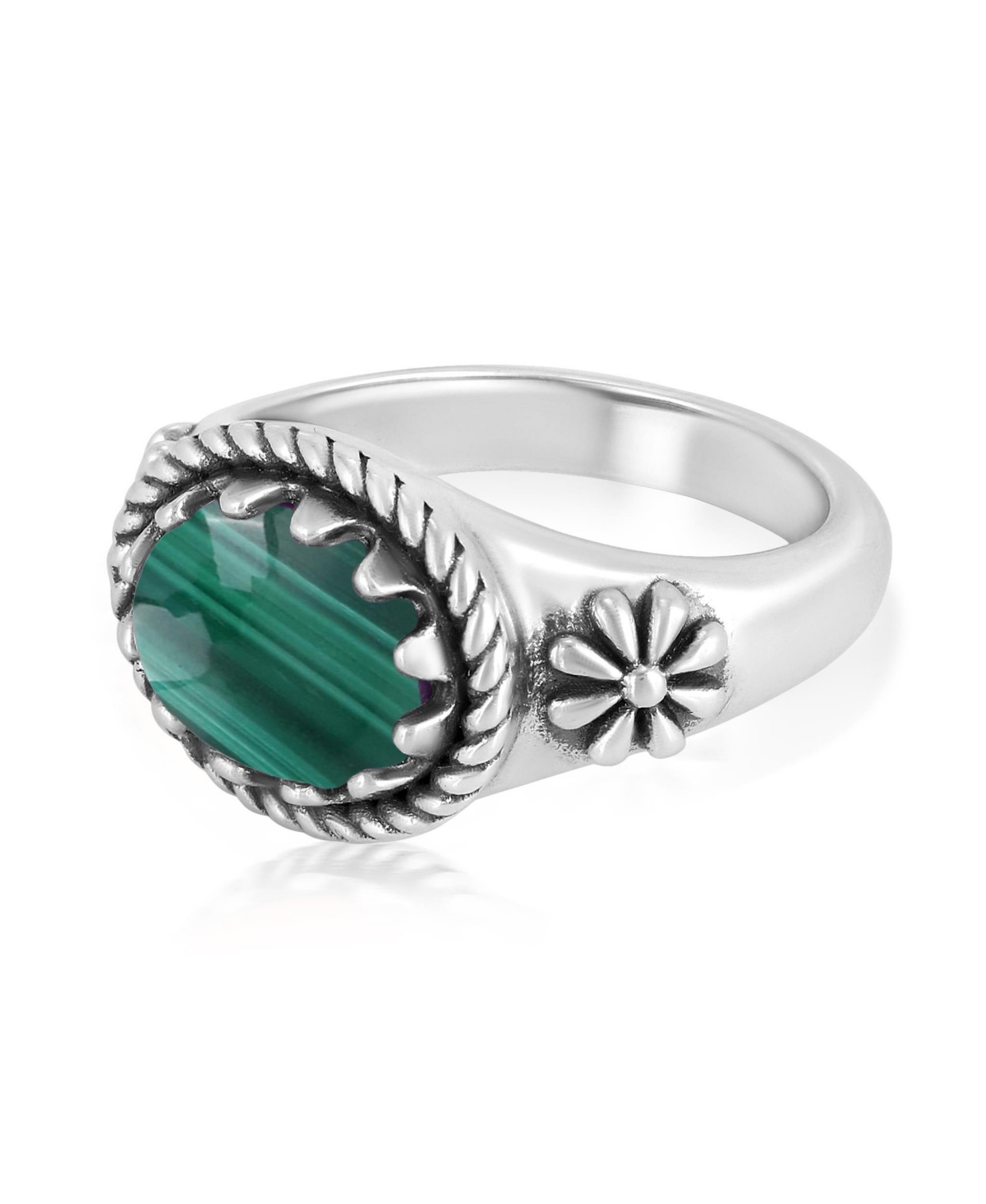 American West Jewelry Sterling Silver Malachite East West Ring