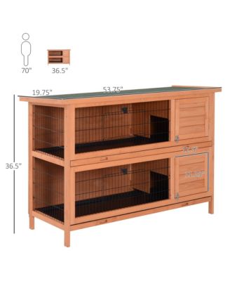 Wooden Bunny Cage w/ Dividers and Pull Out Trays for Outdoors,