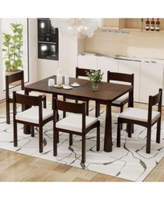 | 7-Piece | Wood & Upholstered | Espresso Finish | Dining Set (Table & 6 Chairs)