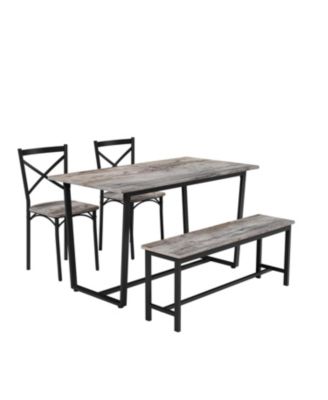  Four-piece set table and chair with backrest, industrial style, solid structure