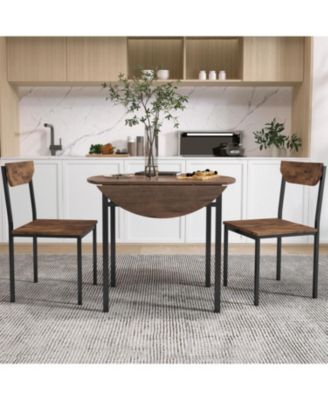  3-Piece Dining Set with Drop Leaf and 2 Chairs