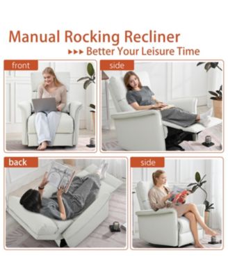 PU Leather Rocking Recliner Chair - Light Gray