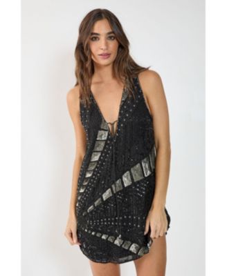 Women's Plunge Sequin Mini Dress