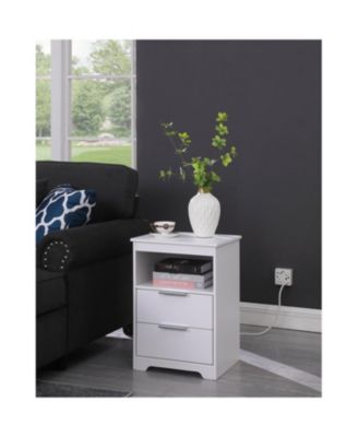 Nightstand with Charging Station & 2 Drawers