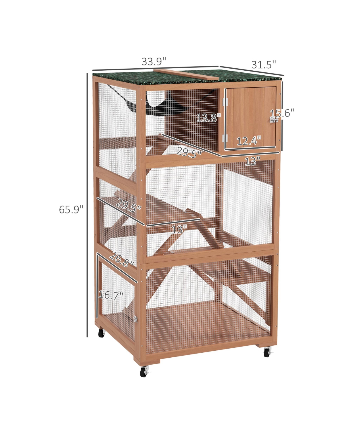 PawHut Catio, Outdoor Cat Enclosure House on Wheels with Hammock,