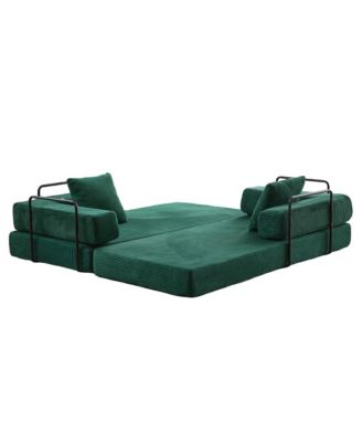 Corduroy Floor Sofa Bed - Dark Green