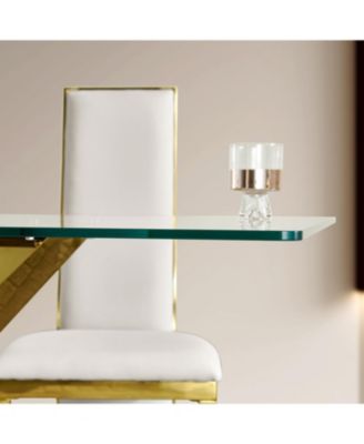 Streamdale Gold stainless steel dining table 70.08 inch clear tempered glass top