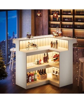 L-Shaped Home Bar Unit, 4 Storage Shelves