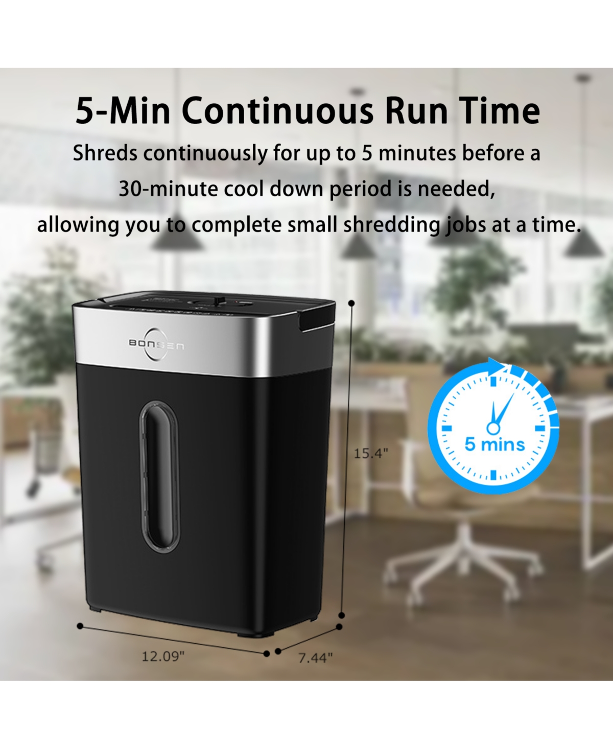 Bonsaii Bonsen 8-Sheet Crosscut Shredder, P-4 Security, Shreds Paper/Credit Cards, 4Gal Bin, Compact for Home Office Use