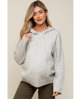 Maternity Mixed Knit Hooded Sweater