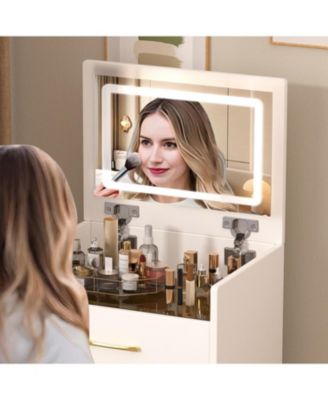 Streamdale 3-in-1 Vanity Desk with Mirror & Glass Top