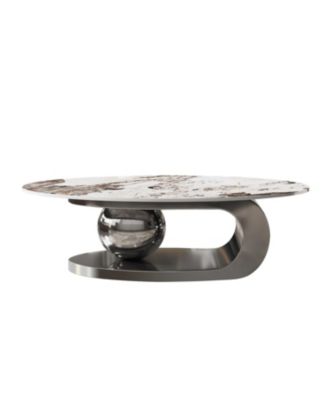 Faux Marble Oval Coffee Table