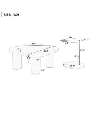 Modern Irregular Coffee Table Set with Glass Top