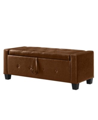 48" Storage Ottoman Bench - Tufted Faux Leather Brown