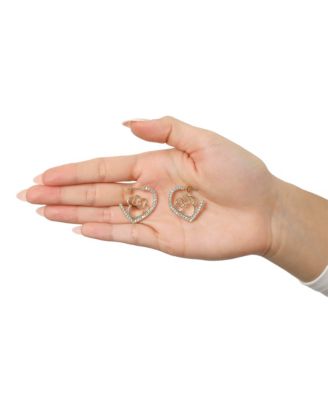 Minnie Mouse Heart Earrings, Gold-Tone Outline with Crystal Pave