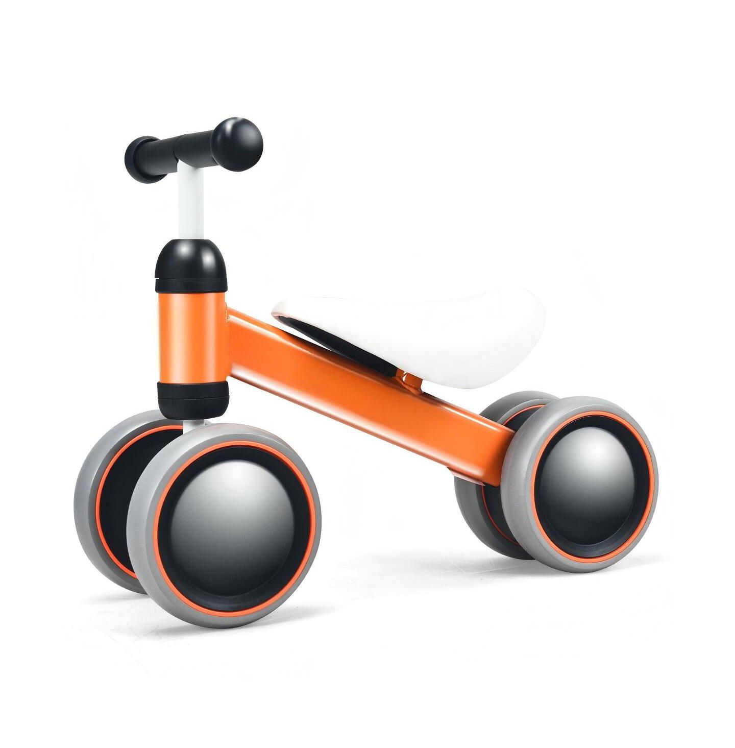 Детская игрушка HONGGE Four-Wheel No-Pedal Baby Balance Bike, 18.5"L x 9"W x 14.5"H Ride-On Toy, Ages 12 Months+, цвет: Оранжевый — фото 1