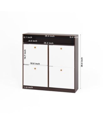 Shoe Storage Cabinet with 4 Flip Drawers , Shoe Rack Organizer Cabinet with wooden handle for Entryway, Hallway