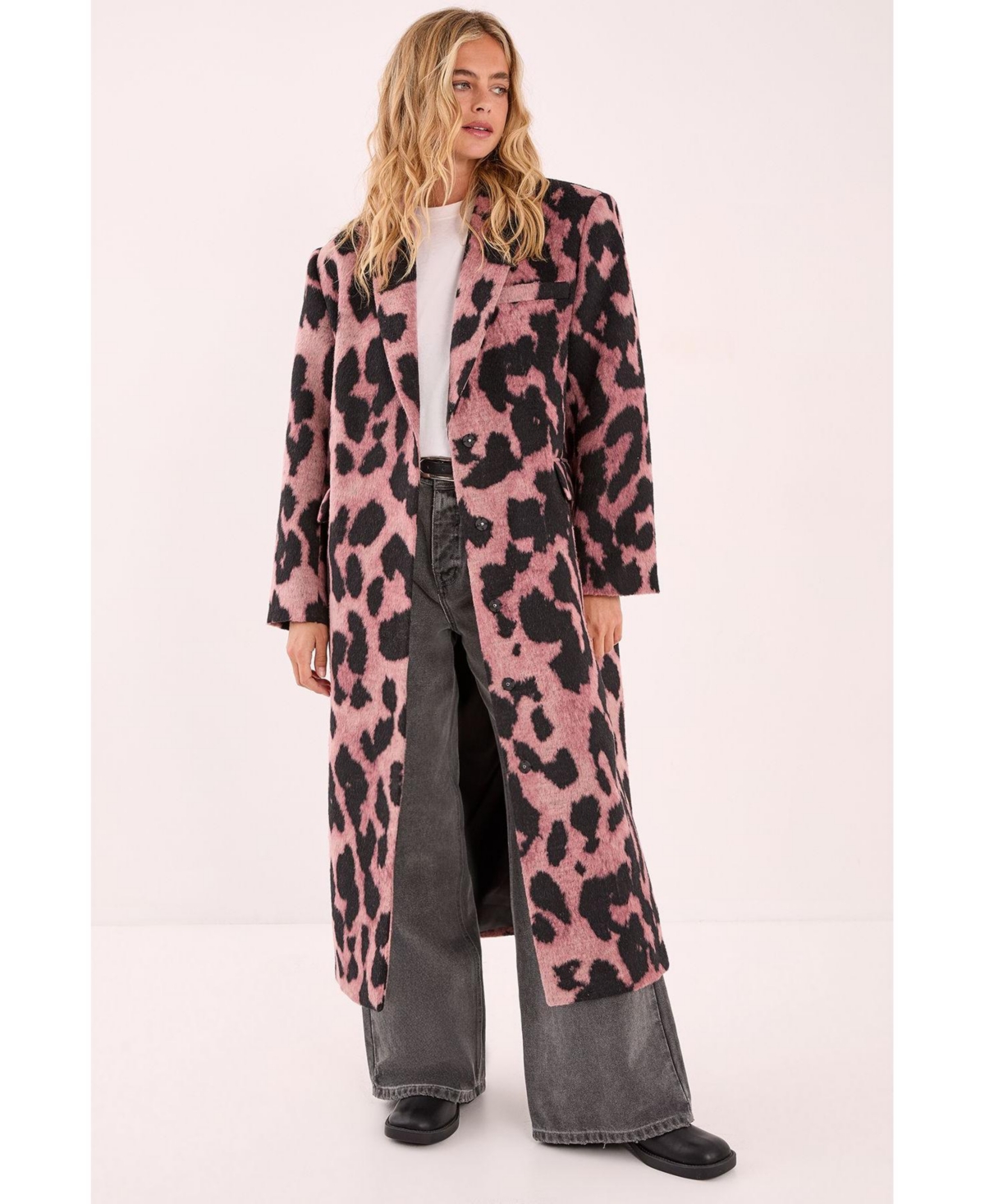 Nasty Gal Women's Leopard Wool Blend Tailored Coat