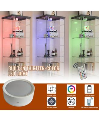 Modern Glass Display Cabinet w/ Drawer & LED Lights