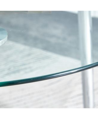 38.6" Glass tabletop dining table with silver legs