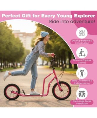 Youth Scooter with Adjustable Handlebar and Inflatable Wheels