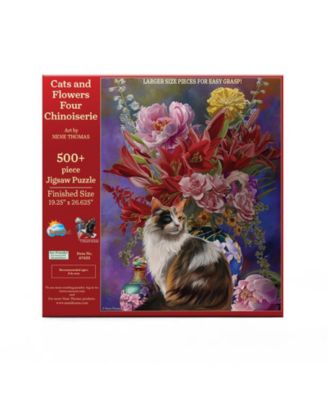 Cats and Flowers Four Chinoiserie 500 piece Jigsaw Puzzle for Adults Large Pieces