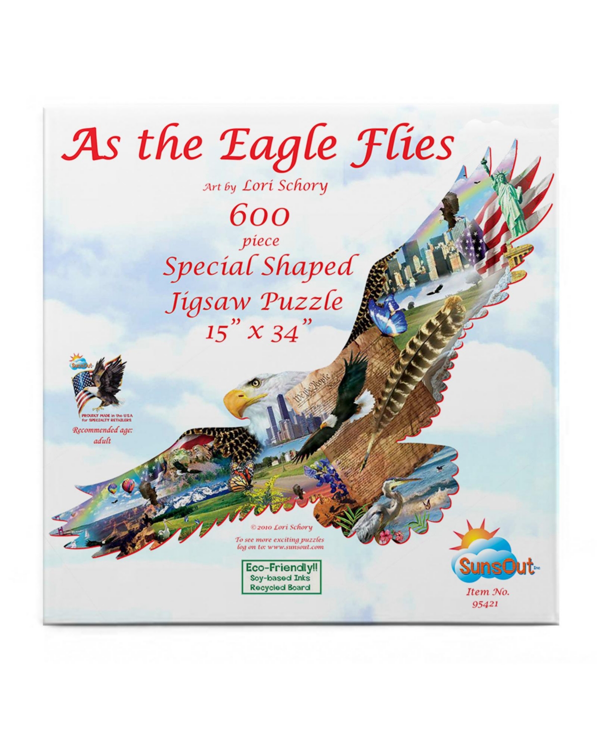 SunsOut As the Eagle Flies 600 piece Jigsaw Puzzle for Adults Special Shape Fourth of July
