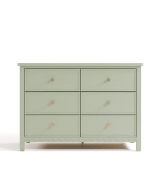 Sasha 6-Drawer Dresser with Interlocking Safety System & Scalloped Detailing for Nursery or Kids' Room
