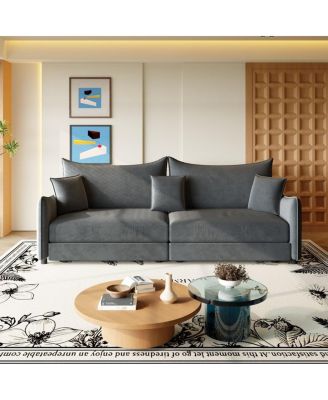 81.9'' Velvet Pull Out Sleeper Sofa Bed, 3-in-1 Convertible King Couch with Pillows, Modern Sofa for Living Room-Maison Boucle