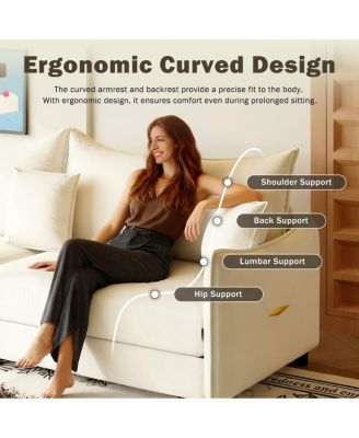 81.9'' Velvet Pull Out Sleeper Sofa Bed, 3-in-1 Convertible King Couch with Pillows, Modern Sofa for Living Room-Maison Boucle