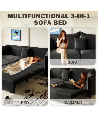 81.9'' Velvet Pull Out Sleeper Sofa Bed, 3-in-1 Convertible King Couch with Pillows, Modern Sofa for Living Room-Maison Boucle