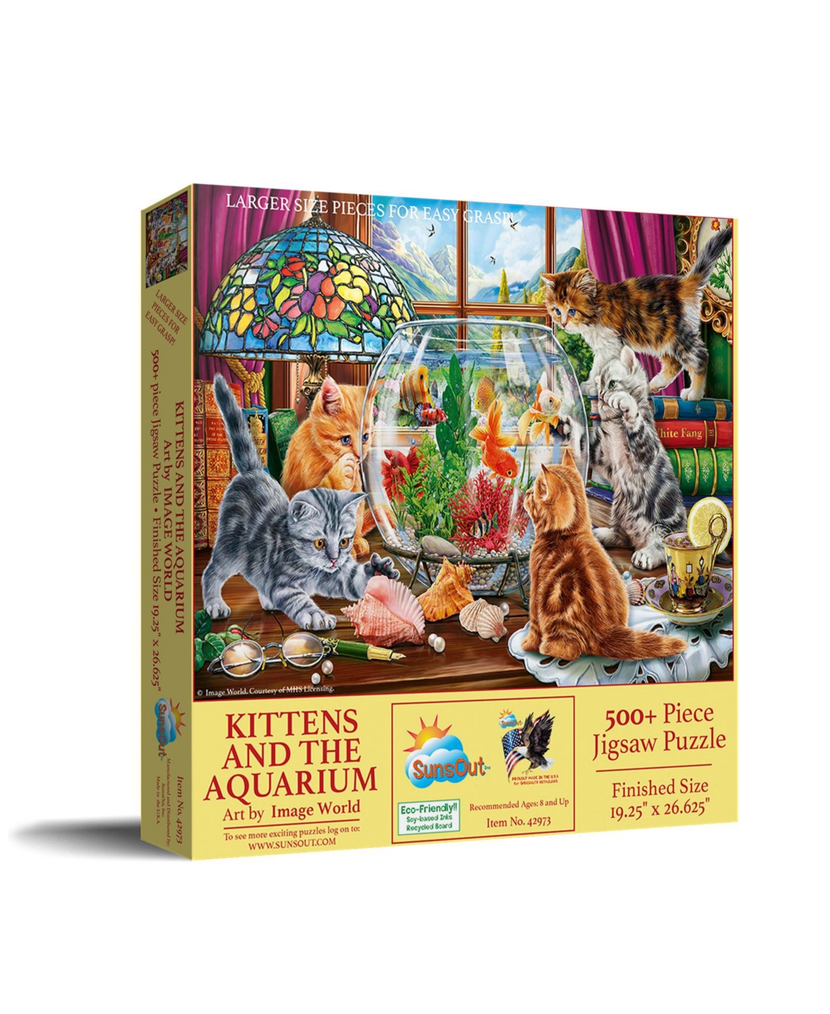 SunsOut Kittens and the Aquarium 500 piece Jigsaw Puzzle for Adults Large Pieces