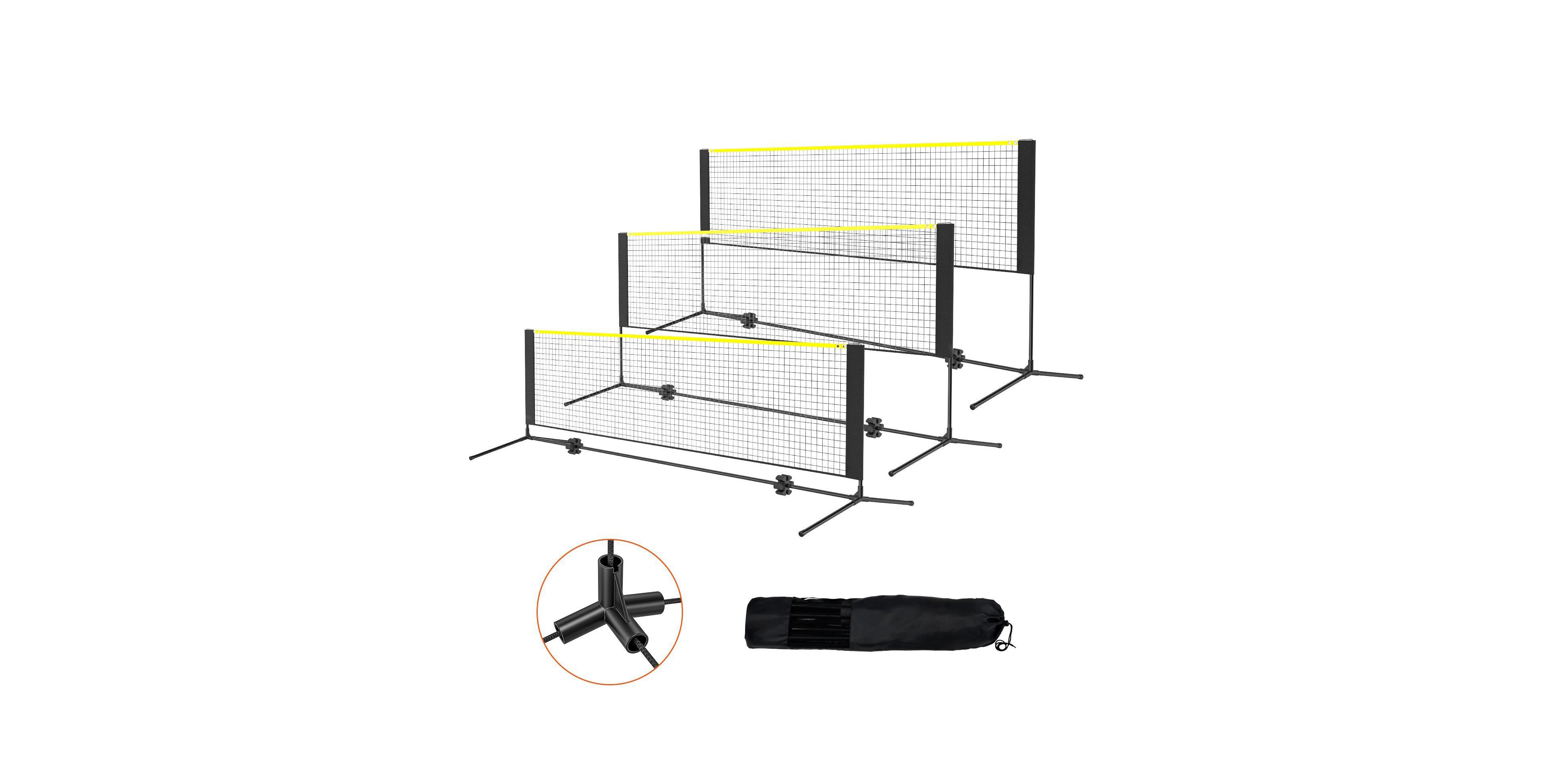 Mecale Adjustable Badminton and Volleyball Net, ft Foldable Pickleball Net with Poles
